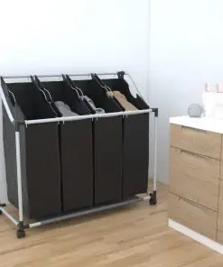 Laundry sorter with 4 bags black grey