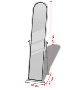 Free Standing Floor Mirror Full Length Rectangular Grey