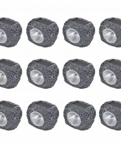 vidaXL Outdoor Solar Powered LED Spotlight Stone Shape 12 pcs