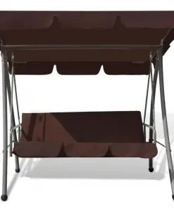 vidaXL Outdoor Convertible Swing Bench with Canopy Coffee