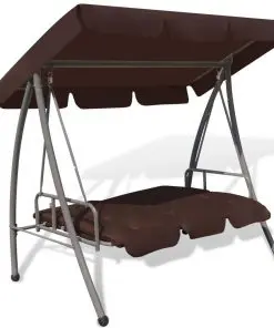vidaXL Outdoor Convertible Swing Bench with Canopy Coffee