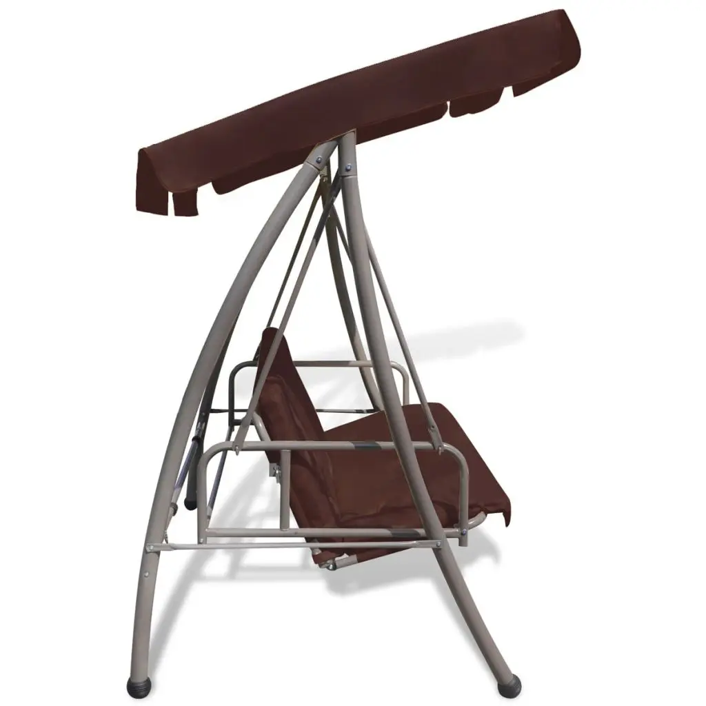 vidaXL Outdoor Convertible Swing Bench with Canopy Coffee