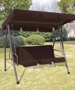 vidaXL Outdoor Convertible Swing Bench with Canopy Coffee