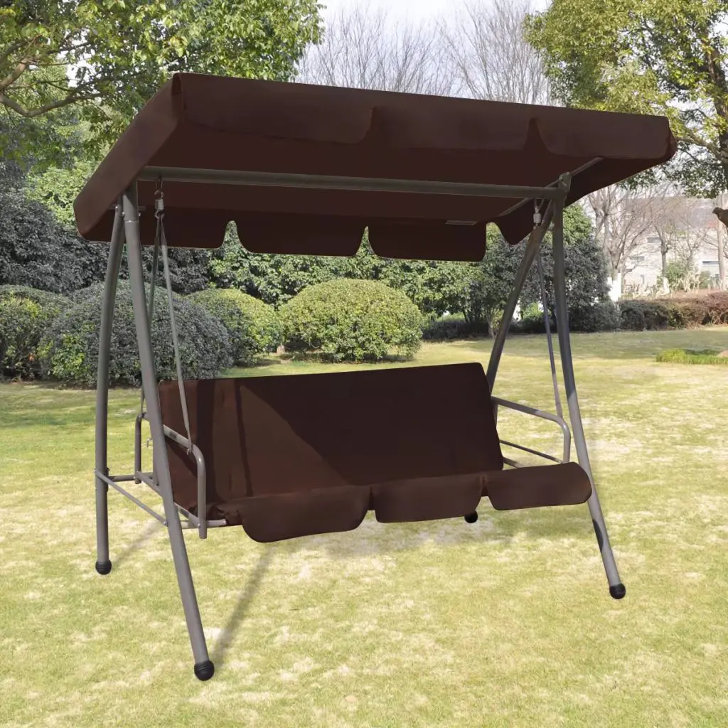 vidaXL Outdoor Convertible Swing Bench with Canopy Coffee