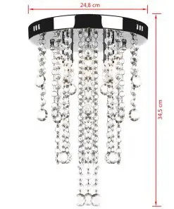 White Metal Ceiling Lamp with Crystal Beads