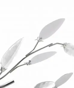 Transparent&White Ceiling Lamp Acrylic Crystal Leaf Arms 5 E14 Bulbs