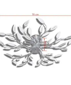 Transparent&White Ceiling Lamp Acrylic Crystal Leaf Arms 5 E14 Bulbs
