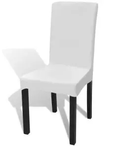 vidaXL 6 pcs White Straight Stretchable Chair Cover