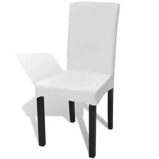 vidaXL 6 pcs White Straight Stretchable Chair Cover