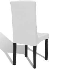 vidaXL 6 pcs White Straight Stretchable Chair Cover