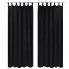 2 pcs Black Micro-Satin Curtains with Loops 140 x 245 cm