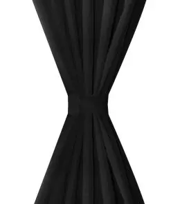 2 pcs Black Micro-Satin Curtains with Loops 140 x 245 cm