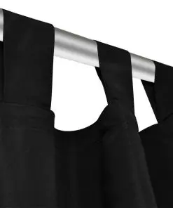 2 pcs Black Micro-Satin Curtains with Loops 140 x 245 cm