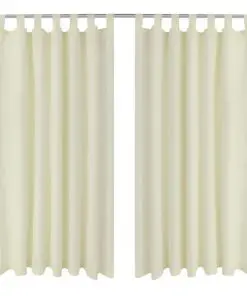 2 pcs Cream Micro-Satin Curtains with Loops 140 x 175 cm