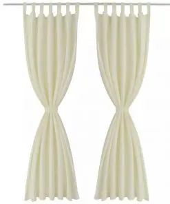 2 pcs Cream Micro-Satin Curtains with Loops 140 x 175 cm