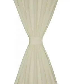 2 pcs Cream Micro-Satin Curtains with Loops 140 x 175 cm
