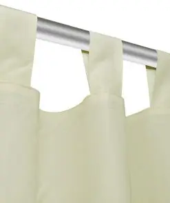 2 pcs Cream Micro-Satin Curtains with Loops 140 x 175 cm