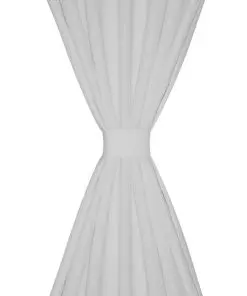 2 pcs White Micro-Satin Curtains with Loops 140 x 245 cm