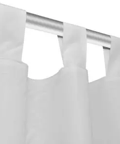 2 pcs White Micro-Satin Curtains with Loops 140 x 245 cm