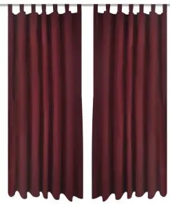 2 pcs Bordeaux Micro-Satin Curtains with Loops 140 x 245 cm