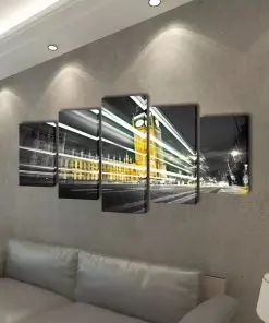 Canvas Wall Print Set London Big Ben 100 x 50 cm