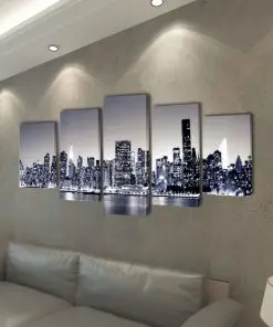 Canvas Wall Print Set Monochrome New York Skyline 200 x 100 cm