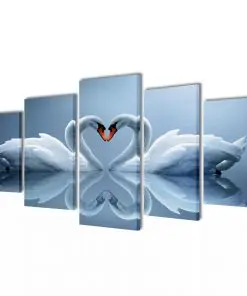 Canvas Wall Print Set Swan 200 x 100 cm