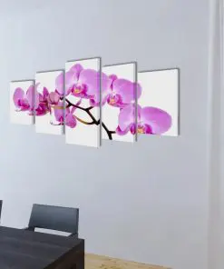 Canvas Wall Print Set Orchid 200 x 100 cm