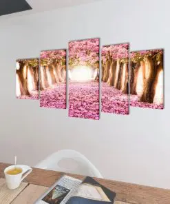 Canvas Wall Print Set Cherry Blossom 100 x 50 cm