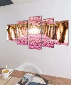 Canvas Wall Print Set Cherry Blossom 200 x 100 cm