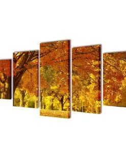 Canvas Wall Print Set Maple 200 x 100 cm