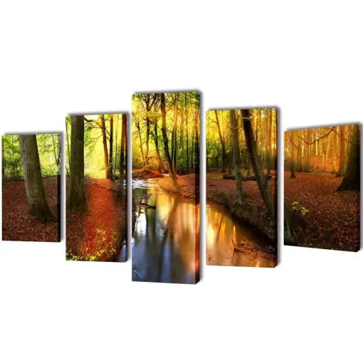 Canvas Wall Print Set Forest 200 x 100 cm