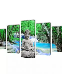 Canvas Wall Print Set Buddha 200 x 100 cm