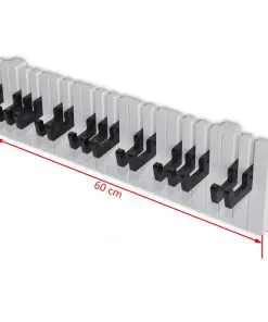 Piano Keyboard Design Wall-mounted Coat Rack with 16 Black Hooks