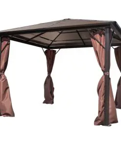 vidaXL Gazebo with Curtain Brown Aluminium 300 x 300 cm