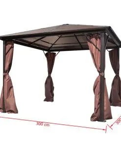 vidaXL Gazebo with Curtain Brown Aluminium 300 x 300 cm