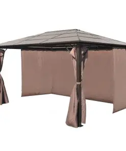 vidaXL Gazebo with Curtain Brown Aluminium 400 x 300 cm