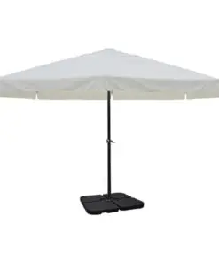 vidaXL Aluminium Umbrella with Portable Base White