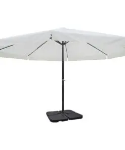 vidaXL Aluminium Umbrella with Portable Base White