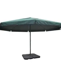 vidaXL Aluminium Umbrella with Portable Base Green