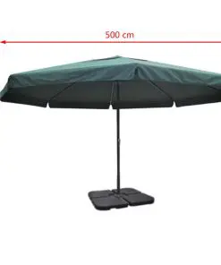 vidaXL Aluminium Umbrella with Portable Base Green