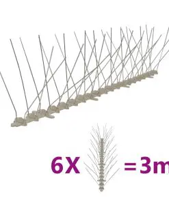 vidaXL 4-row Plastic Bird & Pigeon Spikes Set of 6 3 m