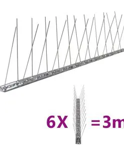 vidaXL 2-row Stainless Steel Bird & Pigeon Spikes Set of 6 3 m