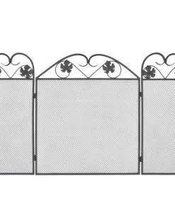 vidaXL 3-panel Fireplace Screen Iron Black