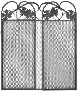 vidaXL 3-panel Fireplace Screen Iron Black