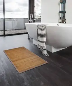 2 Bamboo Bath Mats 40 x 50 cm Brown