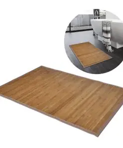 2 Bamboo Bath Mats 40 x 50 cm Brown