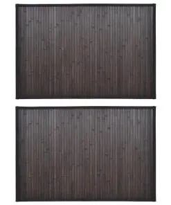 2 Bamboo Bath Mats 40 x 50 cm Dark Brown