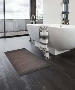 2 Bamboo Bath Mats 40 x 50 cm Dark Brown