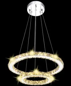 vidaXL Double Ring LED Crystal Pendant Lamp 23.6 W